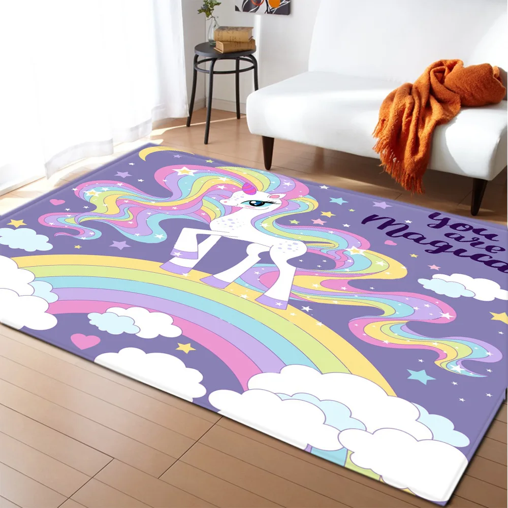 

Новый Единорог 3D печать детские коврики для гостиной спальни декор большой ковер детская комната игровая зона ковер детский ползание Проти...