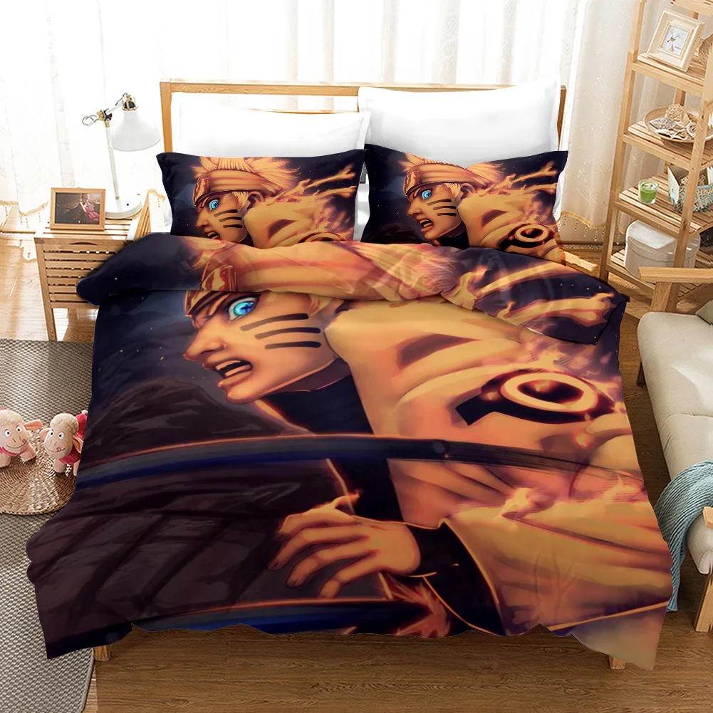 3D мультфильм постельных принадлежностей набор печати Наруто дети постельное белье для взрослых кровать пододеяльник набор две королевы король Размер Наволочки одеяла - Цвет: 05