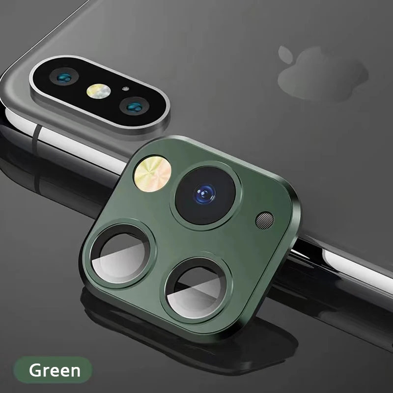 Green 100 шт металлический объектив для камеры, вторая Замена для iPhone 11 Pro Max, защитное стекло, кольцо, крышка для iPhone X XS MAX, наклейка, поддельная камера - Цвет: Green