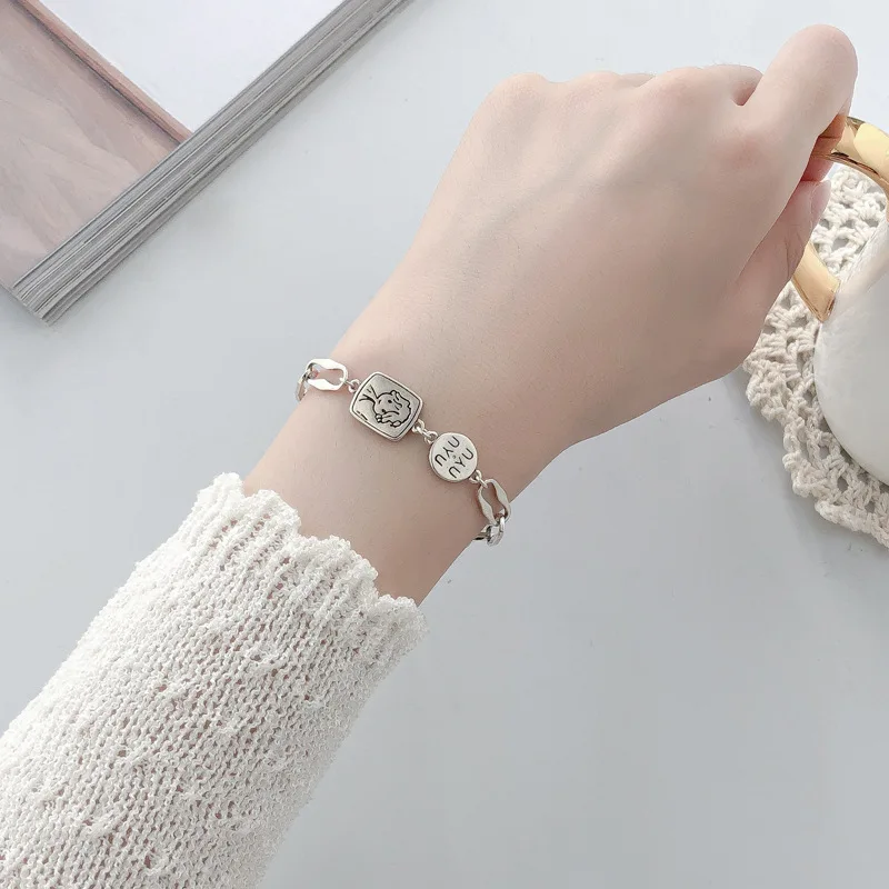 

FMILY Retro Little Fresh Girl Bracelet 925 Sterling Silver Ins Student Simple Chain Jewelry To Give Girlfriend A Gift