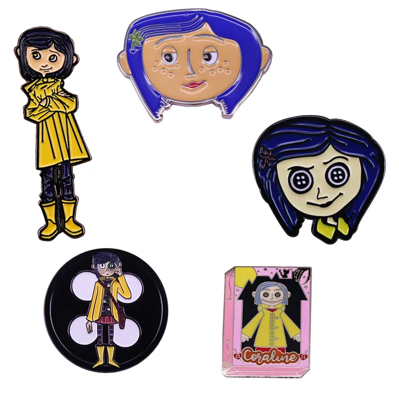 Эмалированная брошь Coraline в стиле американской аниме стоп движение аксессуар для