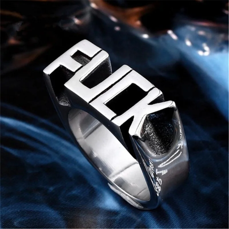 

Punk Style Ring European and American Creative Men's and Women's English Alphabet Ring Suitable for Cocktail Party Size 6-14