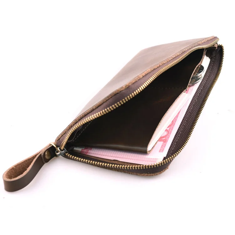 

2019 fashion vintage genuine leather men's wallet casual simple handmade high quality cowhide long hasp credit cards purse