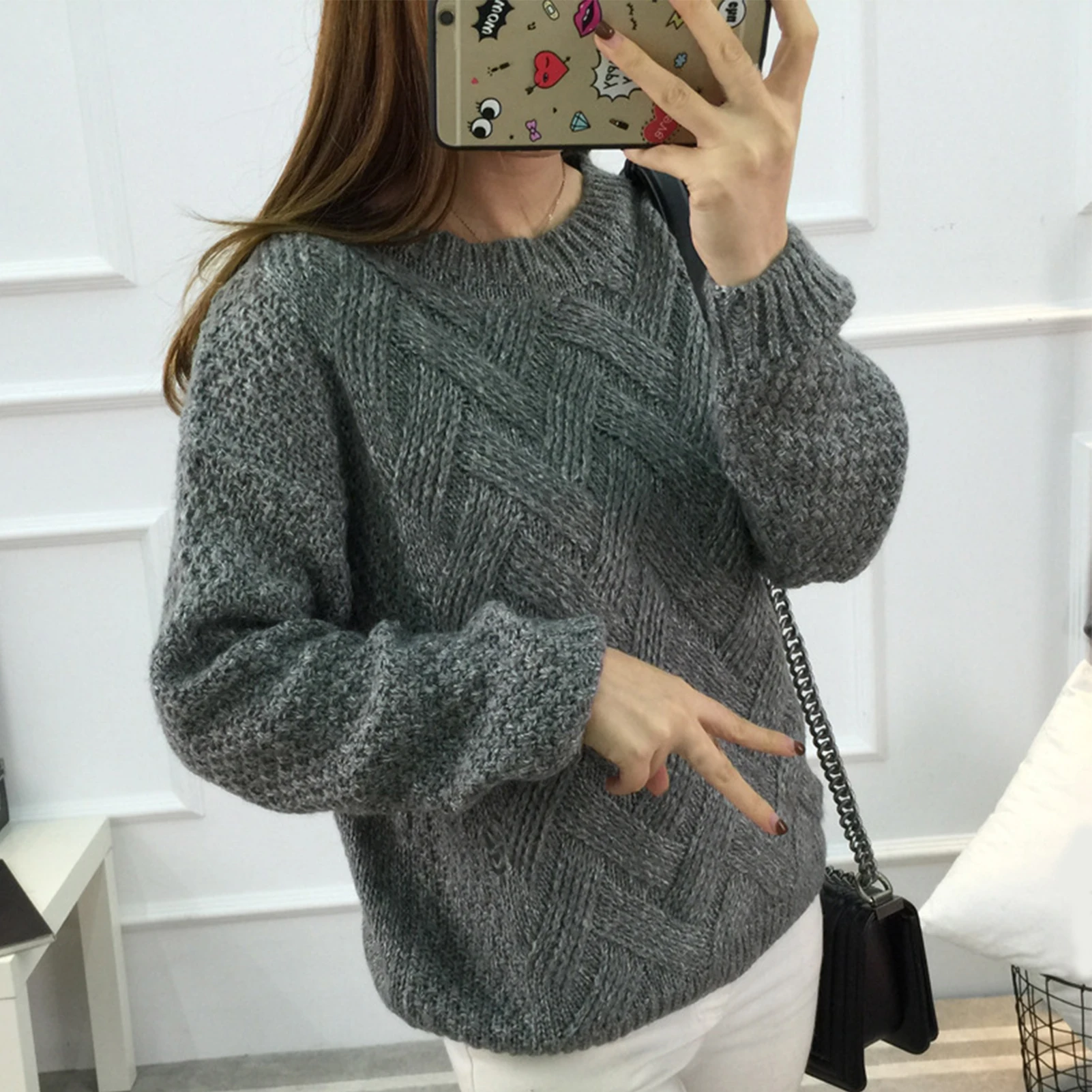 

Knitted Sweater Women 2020 Autumn Winter Woman Sweaters O Neck Long Sleeve Pullover Ladies Jumper- Soft Twist Sweater