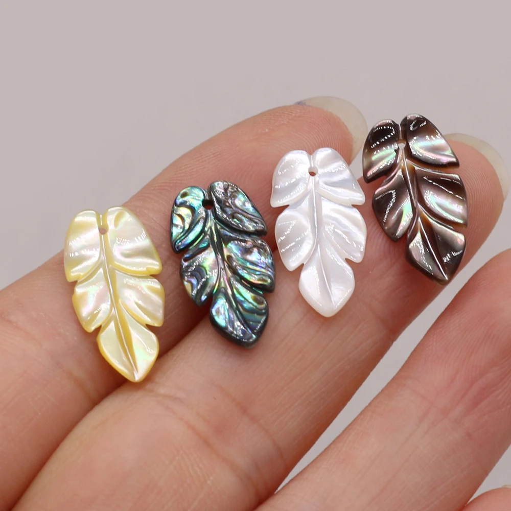 

2pcs Natural Leaves Shape Black Abalone Shell Charm Pendant for Jewelry Making DIY Necklace Earrings Women Gift Size 11x17mm