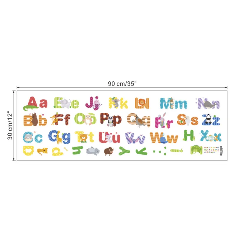 

English Alphabet With Cute Animal Wall Sticker For Kids Room Home Decoration Diy Cartoon Safari Mural Art Nursery Wall Decals