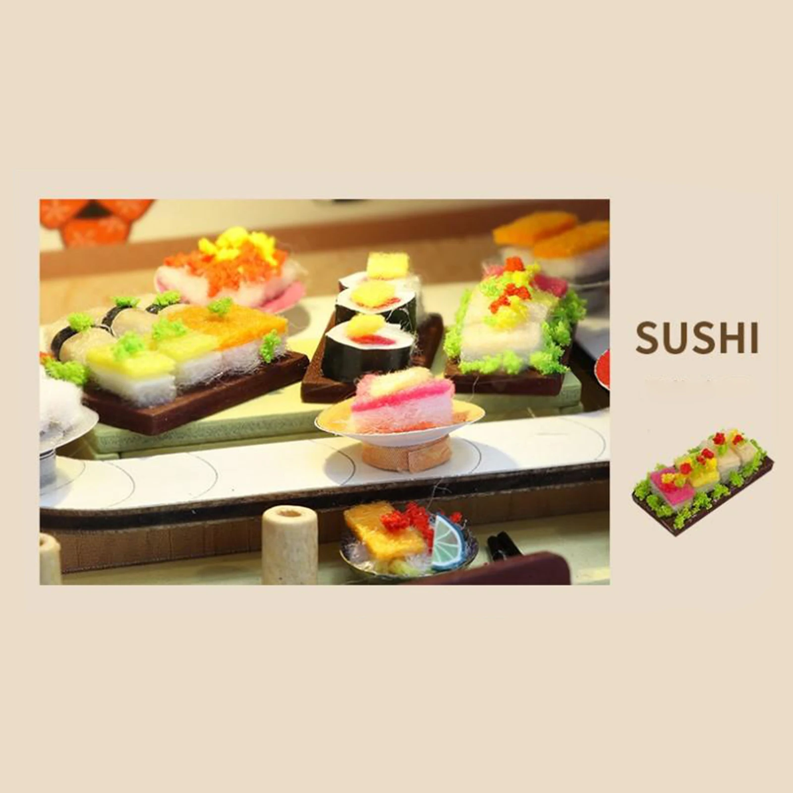 

DIY Dollhouse Wooden Miniature Kit Doll House Sushi Shop with LED Light Gift