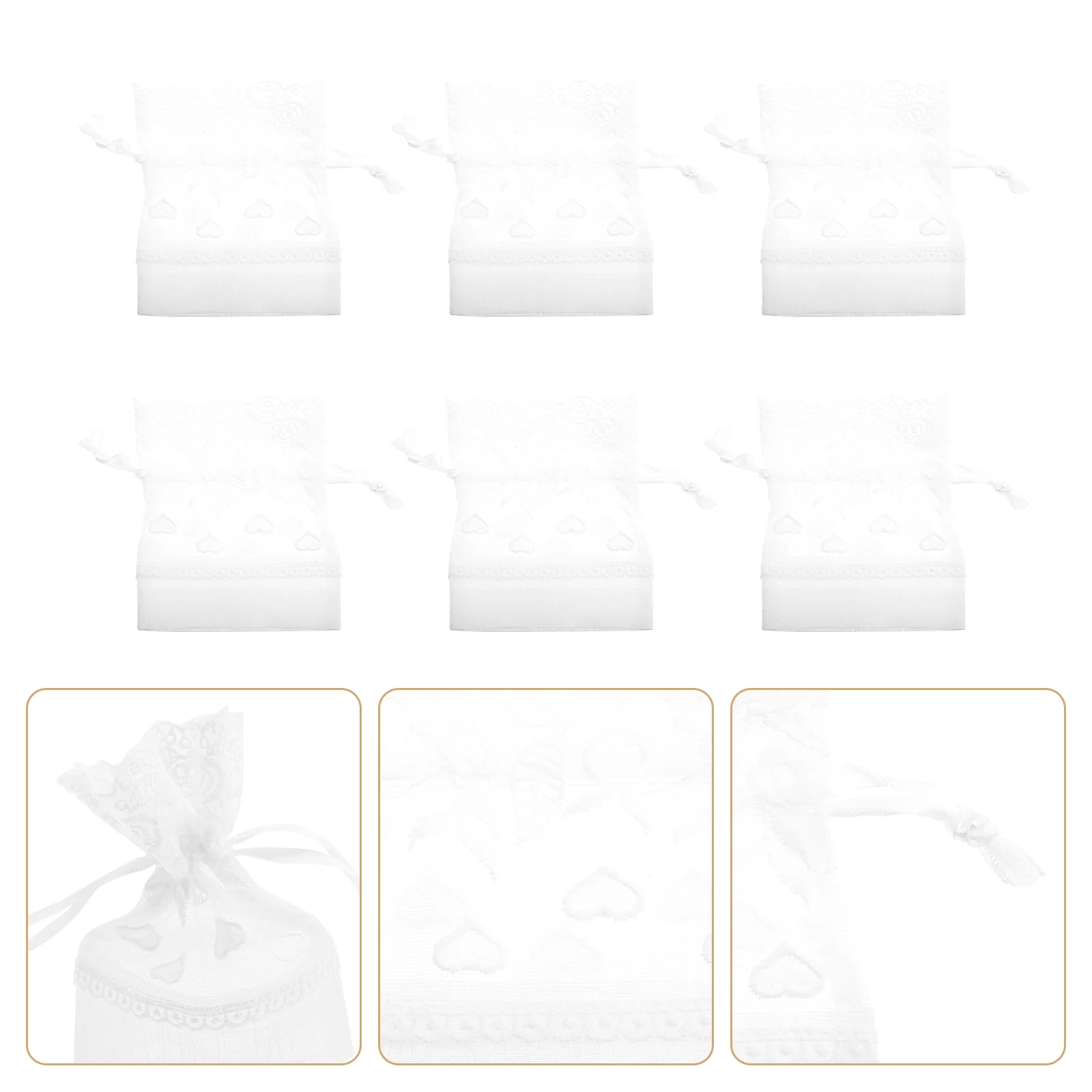 

6Pcs Lace Flower Drawstring Bags Party Favors Gift Bags Jewelry Pouch Organizers