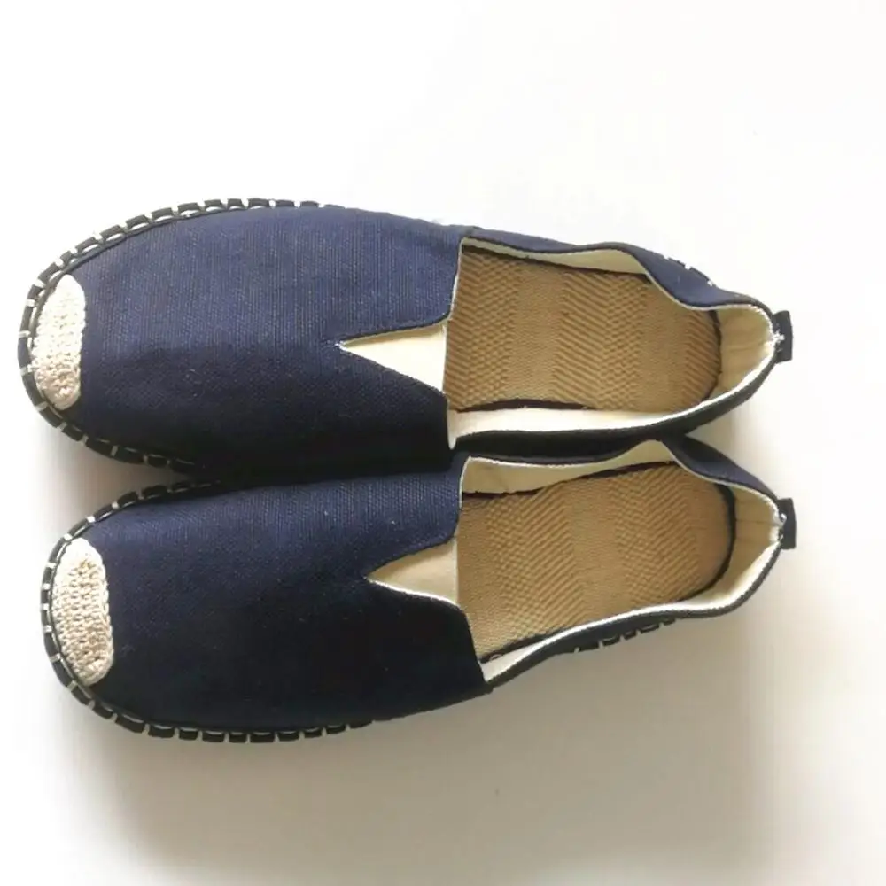 Unisex Handmade Canvas Loafers Slip On Espadrilles Casual Kungfu Exercise Shoes Blue Beige Zapatillas Sapatos Flat Shoes
