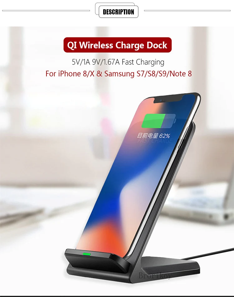 Беспроводное зарядное устройство для samsung S6 S7 Edge S8 S9 Plus Note 5 8 быстрая зарядная док-станция настольная подставка для iPhone X 8 QI Беспроводное зарядное устройство s