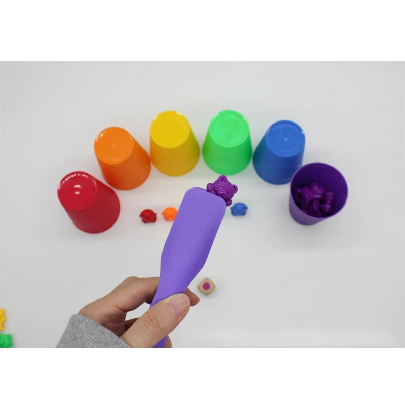 

Rainbow Sensory Toys Counting Bears Matching Sorting Cups Baby Kids Games Learning Preschool Educational Montessori Toys