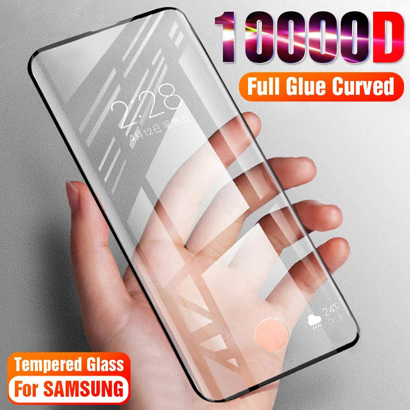 10000D закаленное стекло с полным клеем для Samsung Galaxy S10 S10E S9 S8 S20 Plus ультра Защита экрана Note 10 Lite 20 9 8