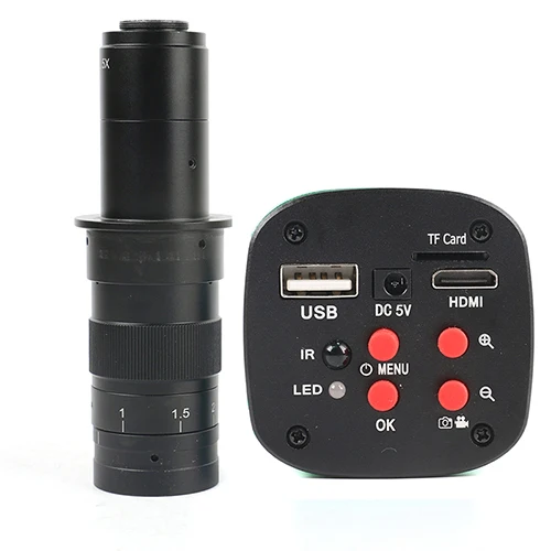 with 180x lens 1080P 16MP SONY сенсор HDMI USB видео микроскоп камера HD Цифровая пайка Монокуляр микроскопио+ 100X 180X 300X C крепление объектива - Цвет: with 180x lens