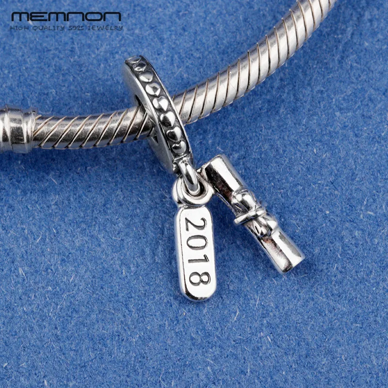 Mother's day 925 sterling silver Graduation Scroll Achievement Trophy Hanging 16 18 50 60 Years of Love charms fit bracelet DIY |