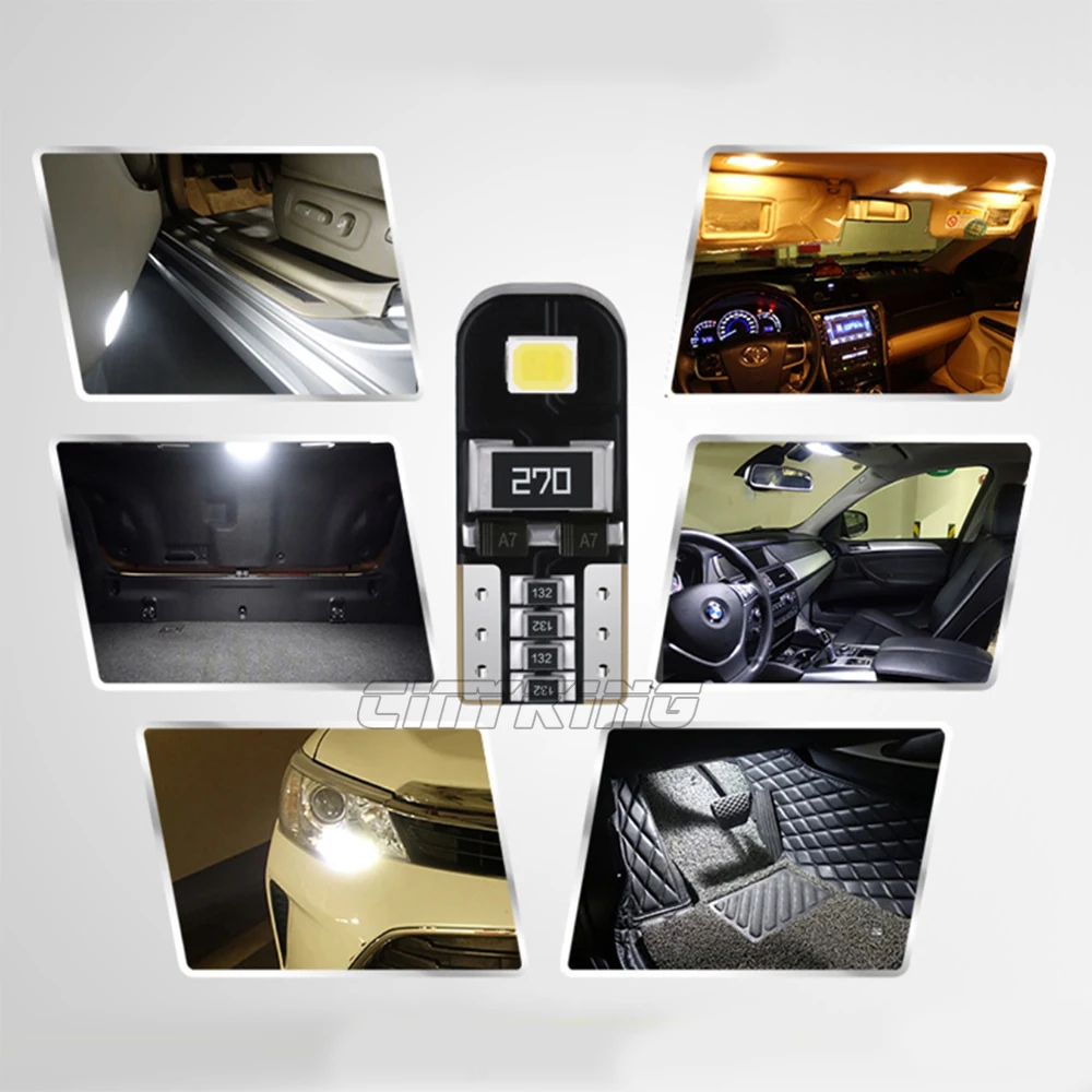 Car W5W LED Bulb T10 License Plat Light Canbus 12V 6000K Auto Trunk Door Lamps 2835 2SMD White For Lada Vesta Granta | Автомобили и