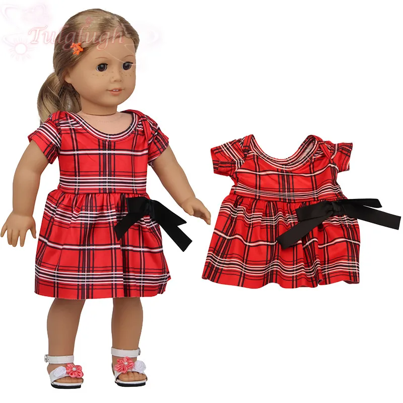 Новинка 2021 платье с бантом в красную клетку подходит для кукол-новорожденных 43 см