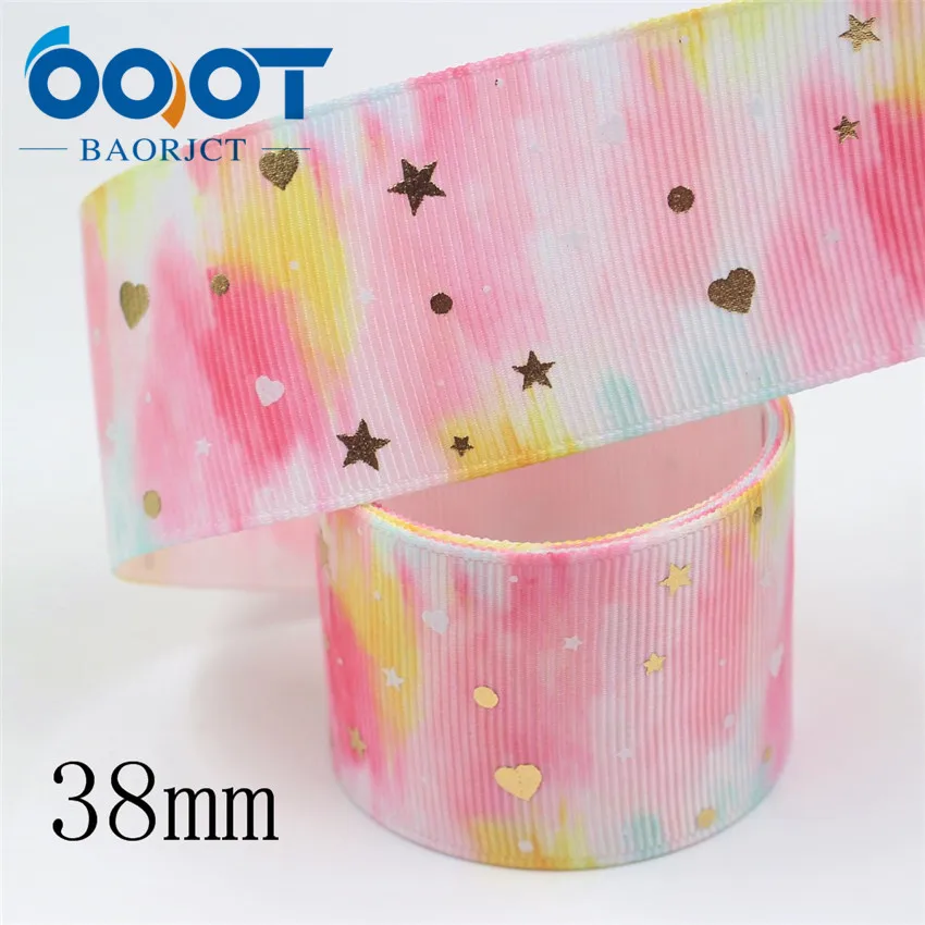 I-19916-2174 OOOT BAORJCT I-19916-2172, 38 мм, 5 ярдов Новые Флуоресцентные красочные печатные корсажные ленты, DIY головной убор ручной работы подарочная упаковка - Цвет: I-19916-2174