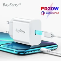 bayserry usb c pd charger 20w for iphone 12 pro max support type c qc 3 0 pd fast charging phone charger for xiaomi samsung 20