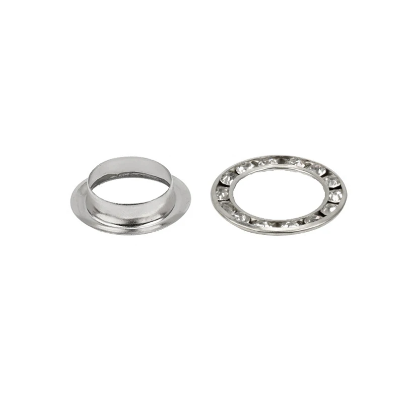 200 комплектов Серебристые/черные латунные люверсы Стразы для кожевенного