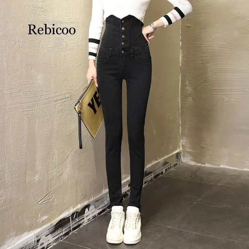 

3 Color 2019 Jeans Women High Waist Elastic Skinny Denim Long Pencil Pants Woman Jeans Camisa Feminina Lady Fat Trousers