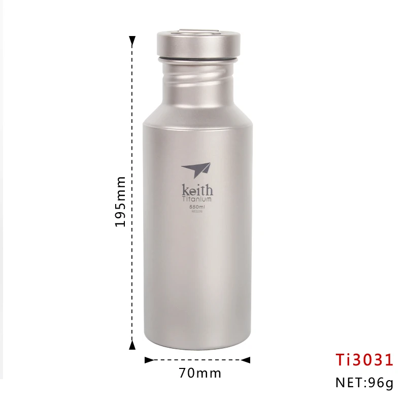 Кит Открытый Кемпинг TablewareTitanium Спортивная бутылка для воды Сверхлегкий 500 мл Посуда для напитков с пальто для бутылок - Цвет: 550ml