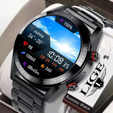 Смарт-часы LIGE мужские с поддержкой Bluetooth и функцией звонка