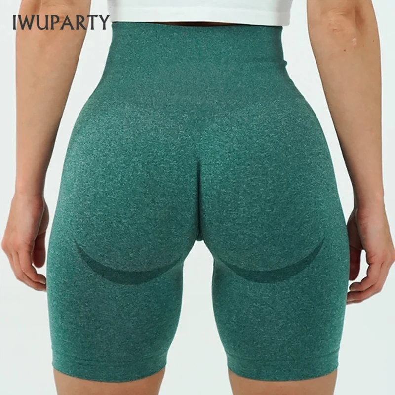

IWUPARTY Energy Biker Seamless Shorts Gym Running Scrunch Shorts Women Stretchy Tights High Waisted Workout Sport Fitness Shorts