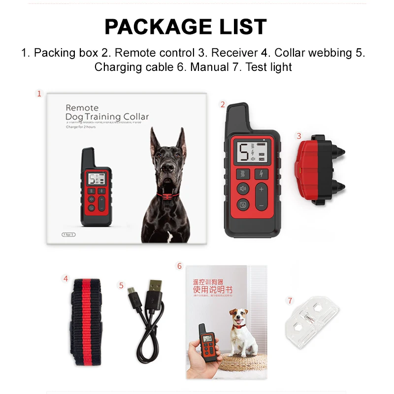 

500m Electric Dog Training Collar Pet Remote Control Waterproof Rechargeable with LCD Display for All Size Shock Vibration Sound