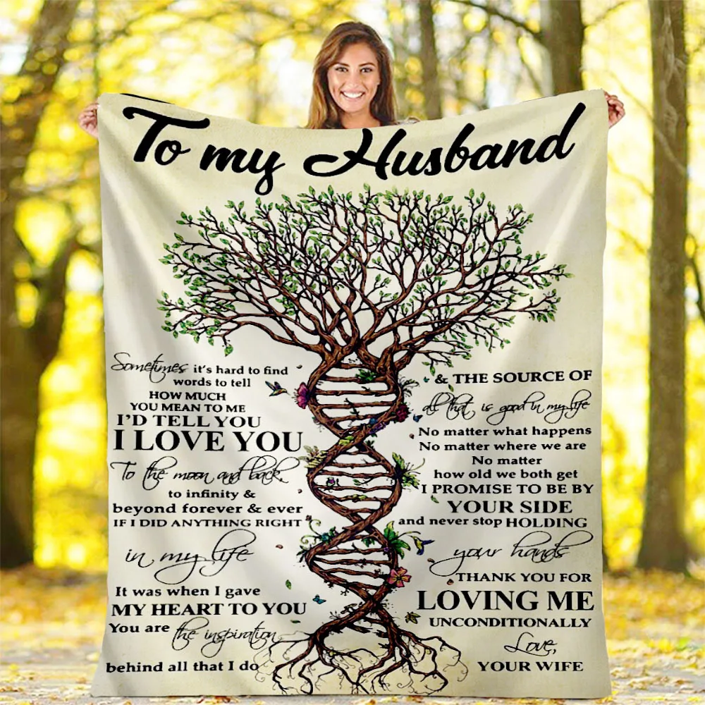 

SOFTBATFY Letters To My Husband I'd Tell You I Love You Stamp Letter Style Blanket Sofa Bedding Dropshipping