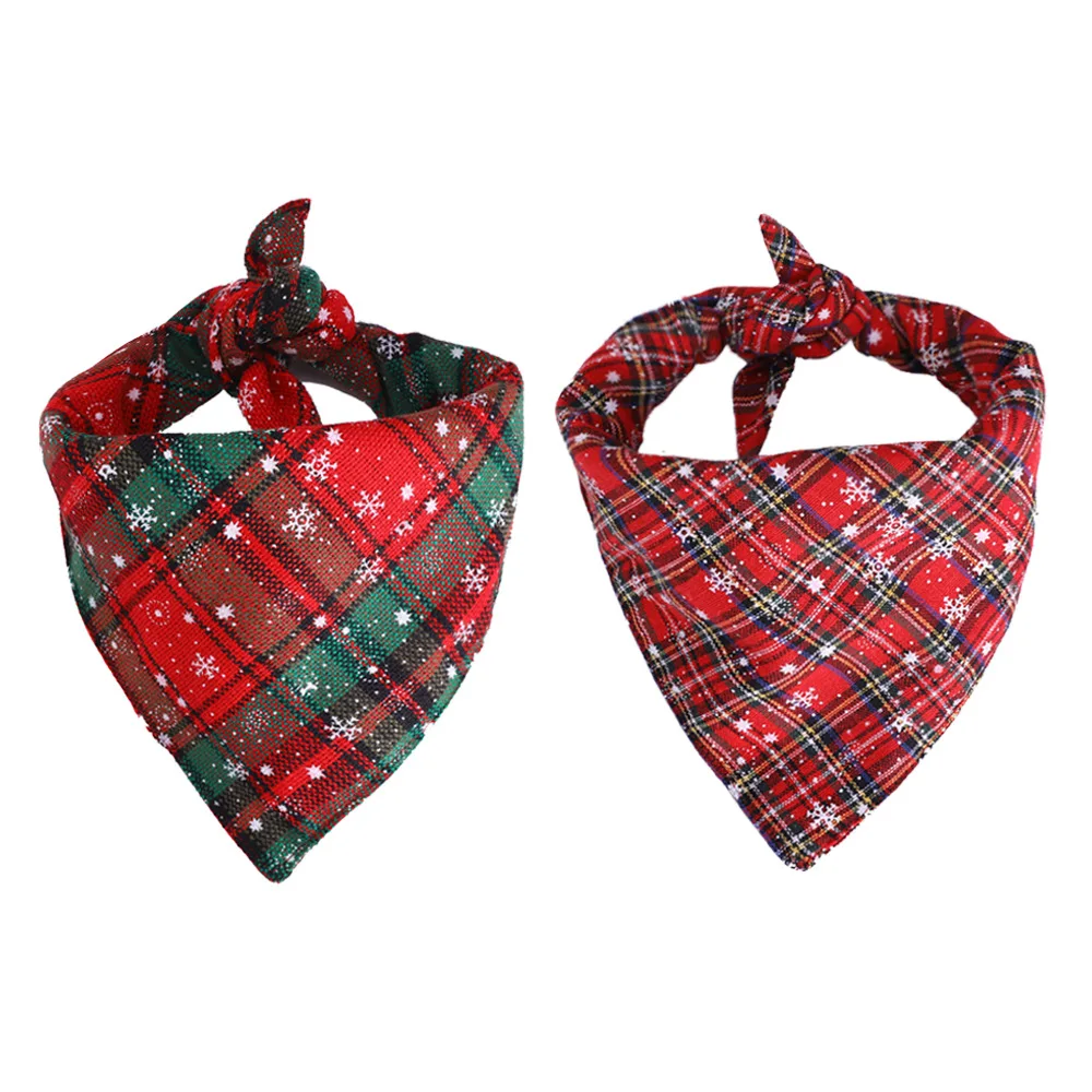 1 Pcs Dog Christmas Dog Scarf Pet Dog Cat Bandana Double Puppy Scarf Washable Bibs Kerchief Pets Christmas Accessories