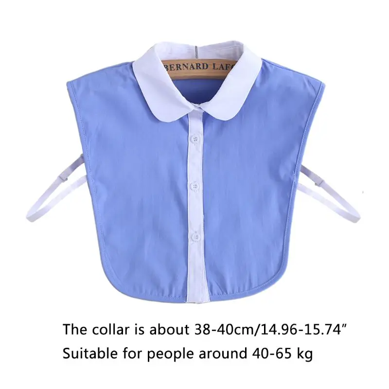 Женская Офисная простая фальшивая рубашка с воротником контрастного синего и