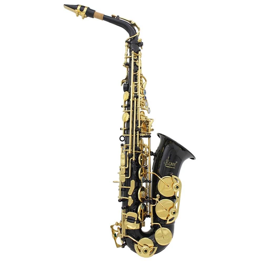 

Альт-саксофон Eb E, плоский латунный лакированный золотой черный Sax с чехлом, аксессуары для музыкальных инструментов из искусственного дере...
