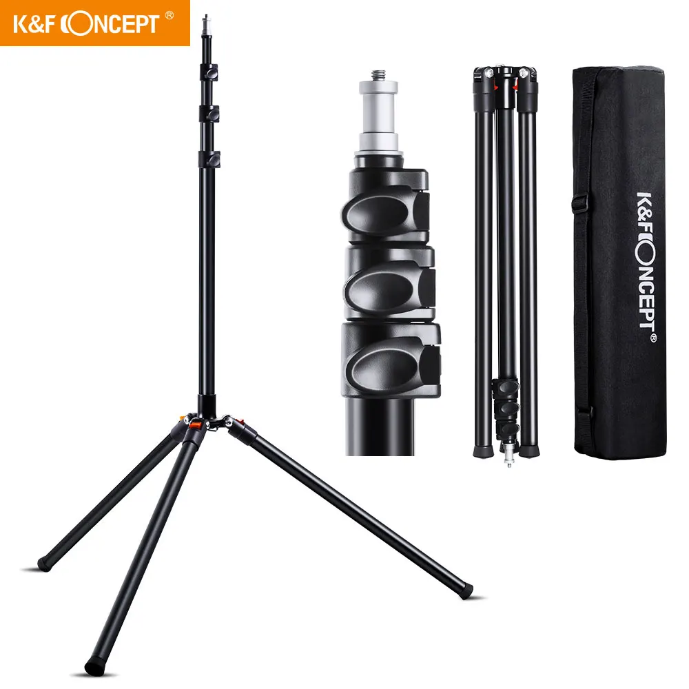 

K&F Concept camera tripod Heavy Duty Light Stand,Adjustable Height Maximum 90.5 inch Aluminum Alloy with Case for Live Streaming
