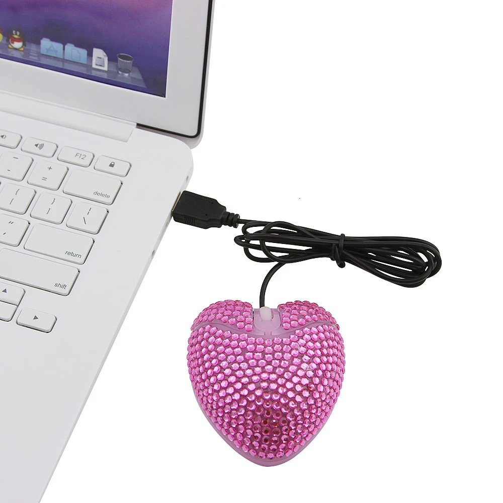 Мини мышь компьютерная CHYI в форме сердца милая Проводная оптическая Usb для ПК