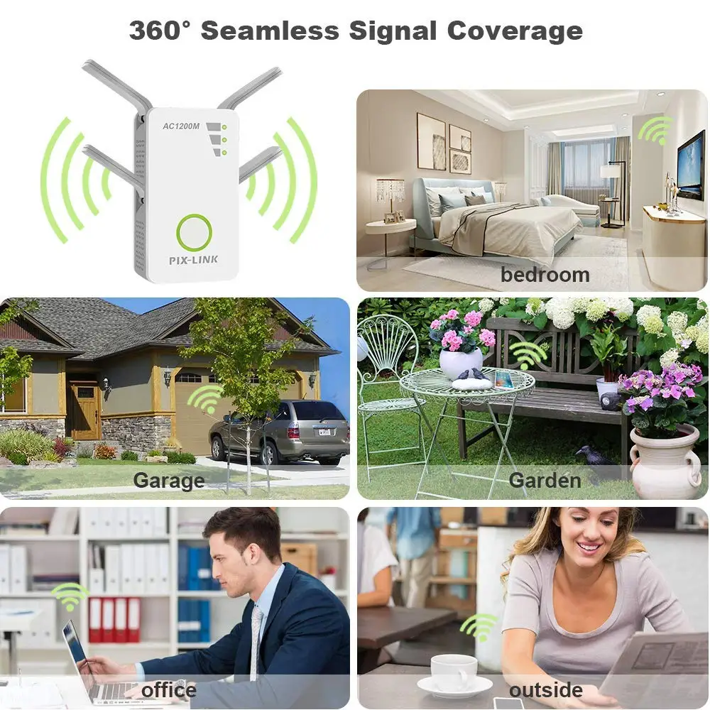 pixlink 1200mbps wireless router wifi range extender repeater signal booster 2 45ghz dual band ap wps with 4 external antennas free global shipping