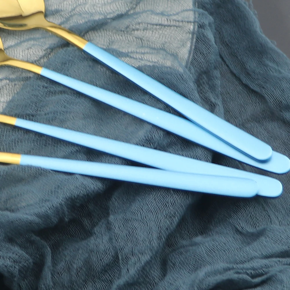 Столовая посуда 5 шт. набор столовых приборов из голубого золота золотой