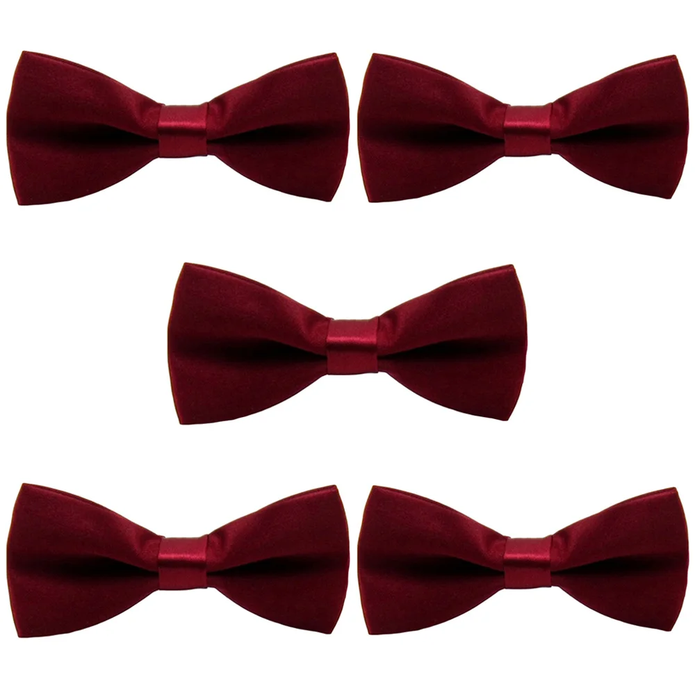Wine Red-5 PCS 5 шт., Детские однотонные вечерние галстуки-бабочки для маленьких мальчиков, регулируемый галстук-бабочка YYTIE1005 - Цвет: Wine Red-5 PCS