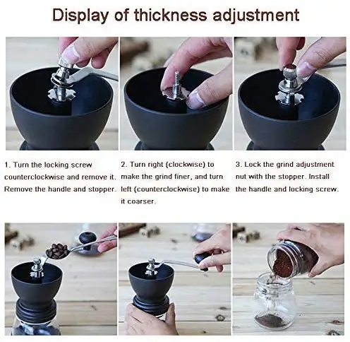 Ручная кофемолка с конической керамической ручкой из нержавеющей стали и