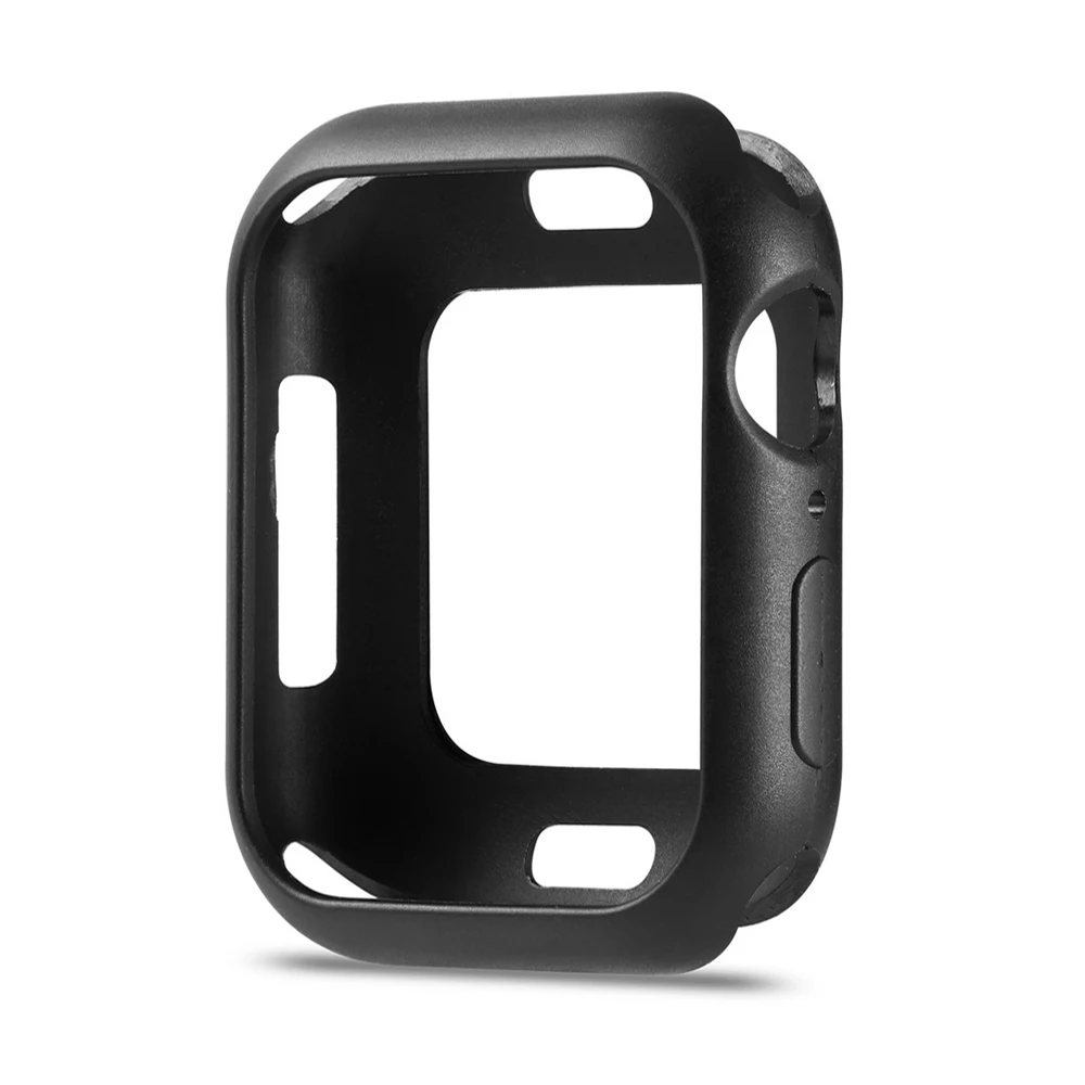 Модный мягкий из высокотемпературного полиуретана защитный чехол для Apple Watch Series 5 4 Case 44 мм 40 мм легкий тонкий бампер для iWatch Shell аксессуары - Цвет: Black