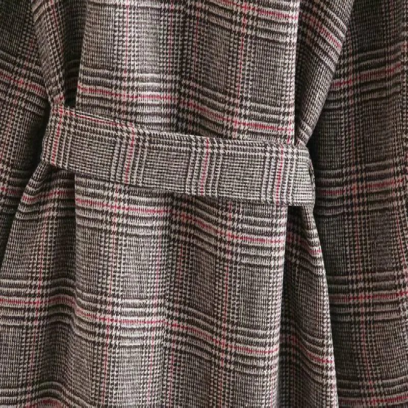 Женский плащ дождевик Хлопковый тренч Классический женский клетчатый с узором