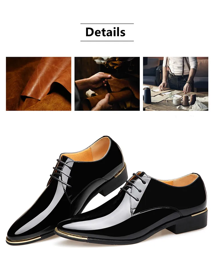 Newly Men's Quality Patent Leather Shoes White Wedding Shoes Size 38-48 Black Leather Soft Man Dress Shoes