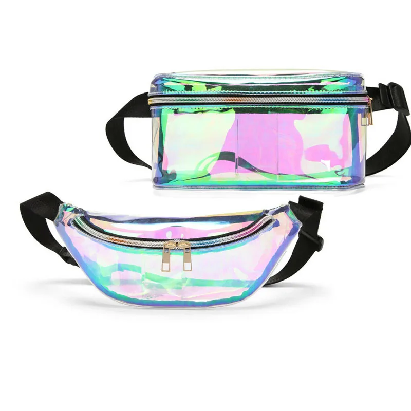 

New Fashion Women Transparent Purse Laser Clear Small Waist Travel Pouch Bag Colors For Women Fashion Phone Belt Bag Belly Hip
