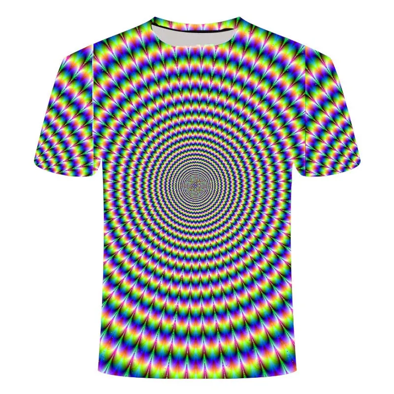 

3D printing vertigo pattern men's summer advanced T-shirt short-sleeved round neck top