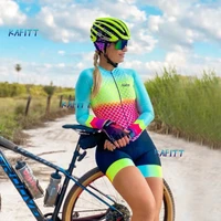 kafitt 2021spring and summer female monkey cycling jersey long sleeve shorts comfortable mtb top triathlon one piece road bike9d