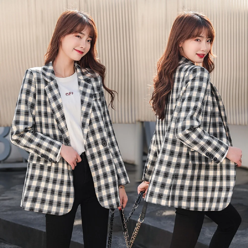 Размера плюс корейский женский пиджак облегающий Повседневный с длинным рукавом