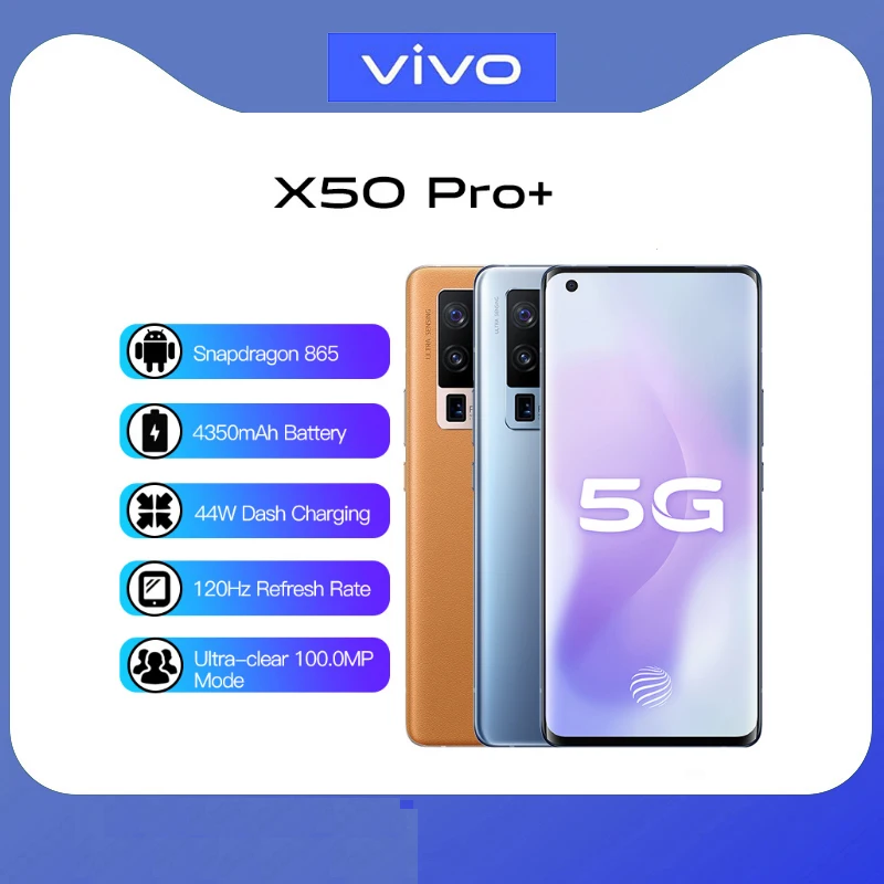 Новый оригинальный VIVO X50 Pro + Plus 5G Смартфон Snapdragon 865 6 56 дюймов 120 Гц 2376x1080P AOMLED 50MP