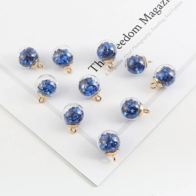 Royal Blue Красочные 15 x21mmпрозрачные стеклянные Шаровые Подвески в виде звезд поиск для волос ювелирные изделия аксессуары серьги амулеты - Окраска металла: Royal Blue
