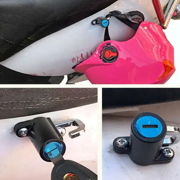 

Motorcycle Helmet Lock Bike Helmet Lock Hanging Hook Helmet Lock Hook with 2 Keys Set with Lock Rope Helmet Wire