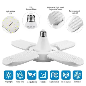 Светодиодная лампа E26 38 Вт, светодиодный потолочный вентилятор, светодиодный светильник 85-265 в, складной вентилятор с регулируемым углом наклона лезвия, лампа для дома, гарасветильник