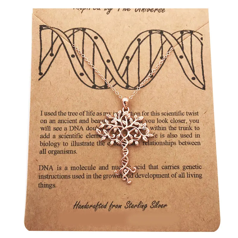Древо жизни S925 серебряное ожерелье подвеска в виде ДНК ручной работы Элегантные